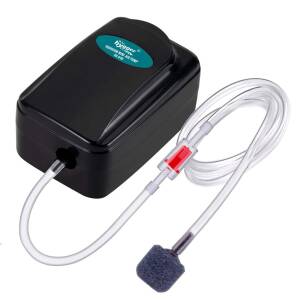 Hygger Mini Aquarium Air Pump Kit Small Fish Tank Air Pump 1W for 1-20 Gallon Fish Bowl with Air Tube Air Bubbler Stone Check Valve (1W) HG-949