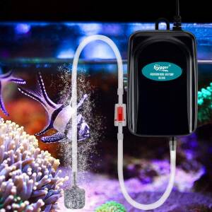 Hygger Mini Aquarium Air Pump Kit Small Fish Tank Air Pump 1W for 1-20 Gallon Fish Bowl with Air Tube Air Bubbler Stone Check Valve (1W) HG-949